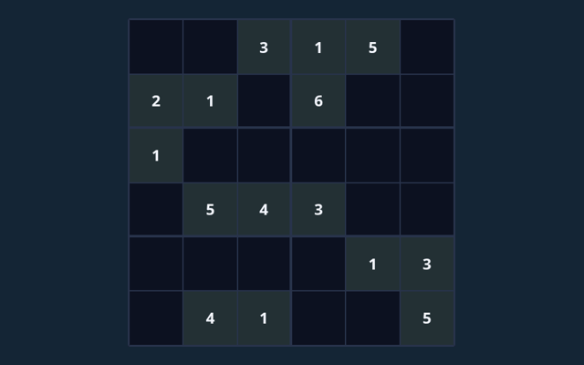 6x6 Sudoku playing interface